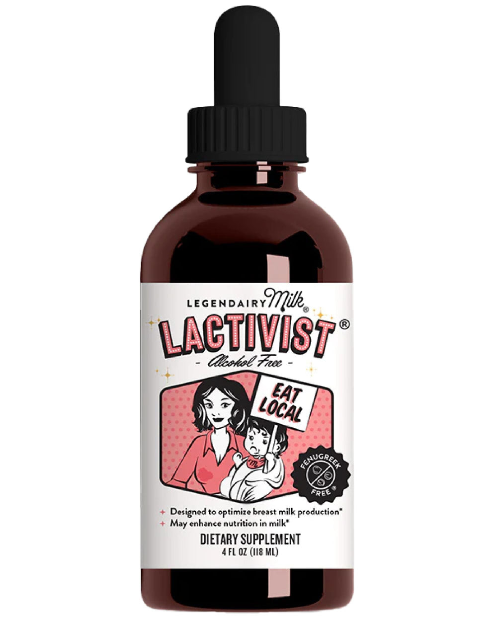 Legendairy Milk Lactivist Drops bottle highlights natural milk support for moms