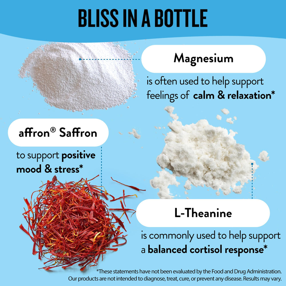 Miss Bliss bottle showing label and 60 capsules