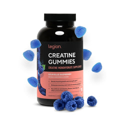 LEGION Creatine Monohydrate Gummies bottle – blue raspberry flavor