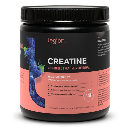 LEGION Micronized Creatine Monohydrate Blue Raspberry bottle front view