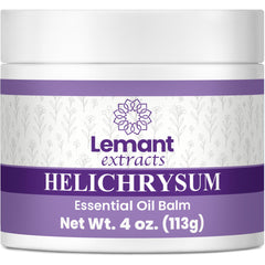 Front view of Lemant Extracts Helichrysum Balm in a 4 oz jar