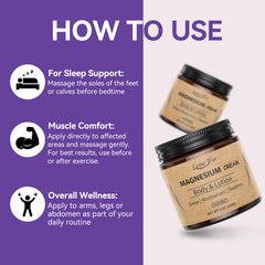 LemeTree Magnesium Cream applied on legs and chest for relaxation