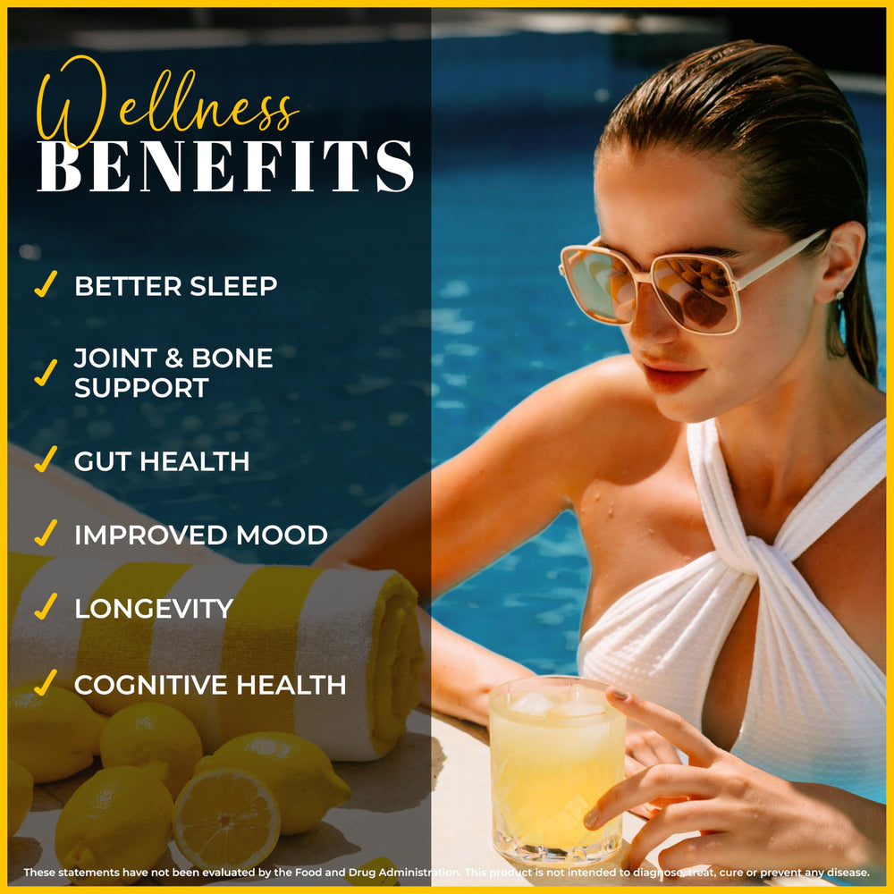 Close-up of the LEMON & CO. label highlighting 5000mg marine collagen and vitamin C