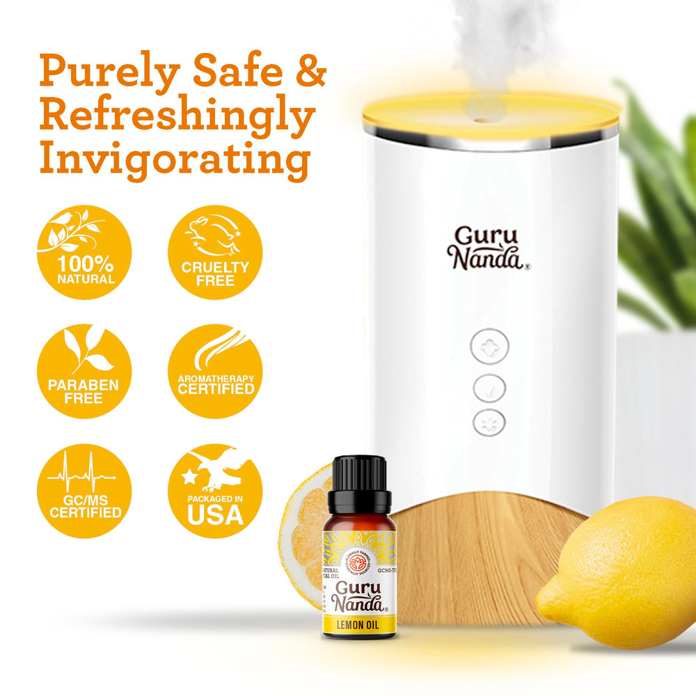Diffuser releasing lemon essential oil aroma