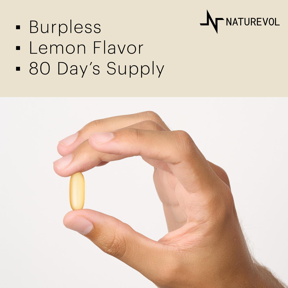 Lemon-flavored omega-3 fish oil softgels