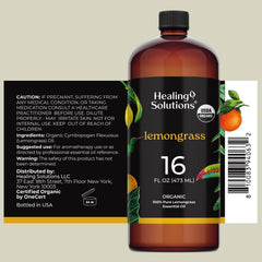 Lemongrass essential oil in close-up bottle