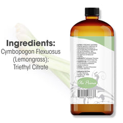 Therapeutic grade lemongrass essential oil in amber bottle