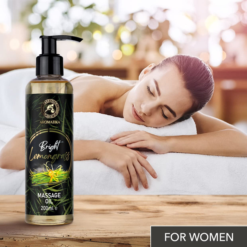 Elegant bottle packaging of lemongrass massage oil