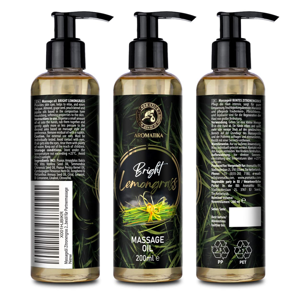 Gift-ready lemongrass massage oil bottle