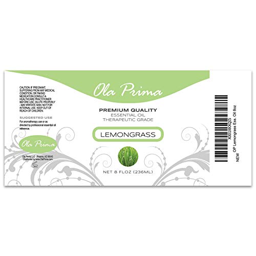 Amber bottle packaging of Ola Prima Lemongrass essential oil