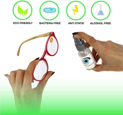 Close-up of anti-static, anti-fog action of the lens cleaner