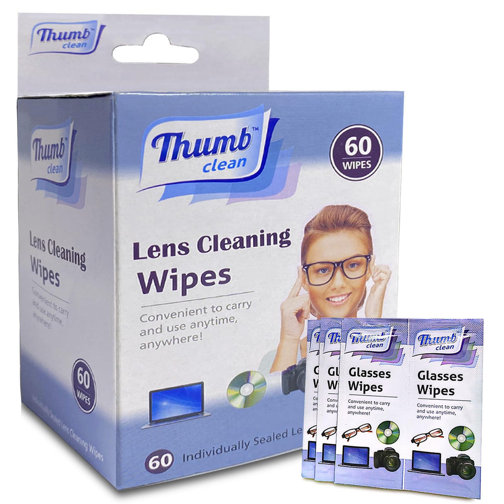 60-count lens cleaning wipes, individually wrapped