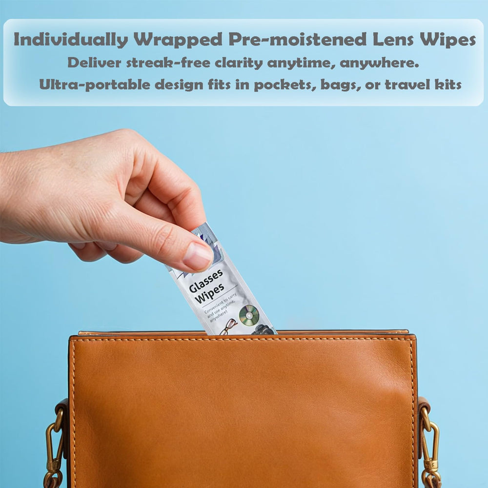Travel-friendly resealable pack of lens wipes