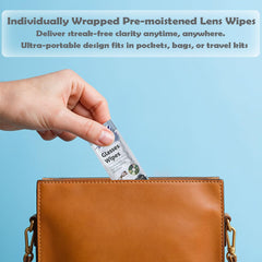 Travel-friendly resealable pack of lens wipes