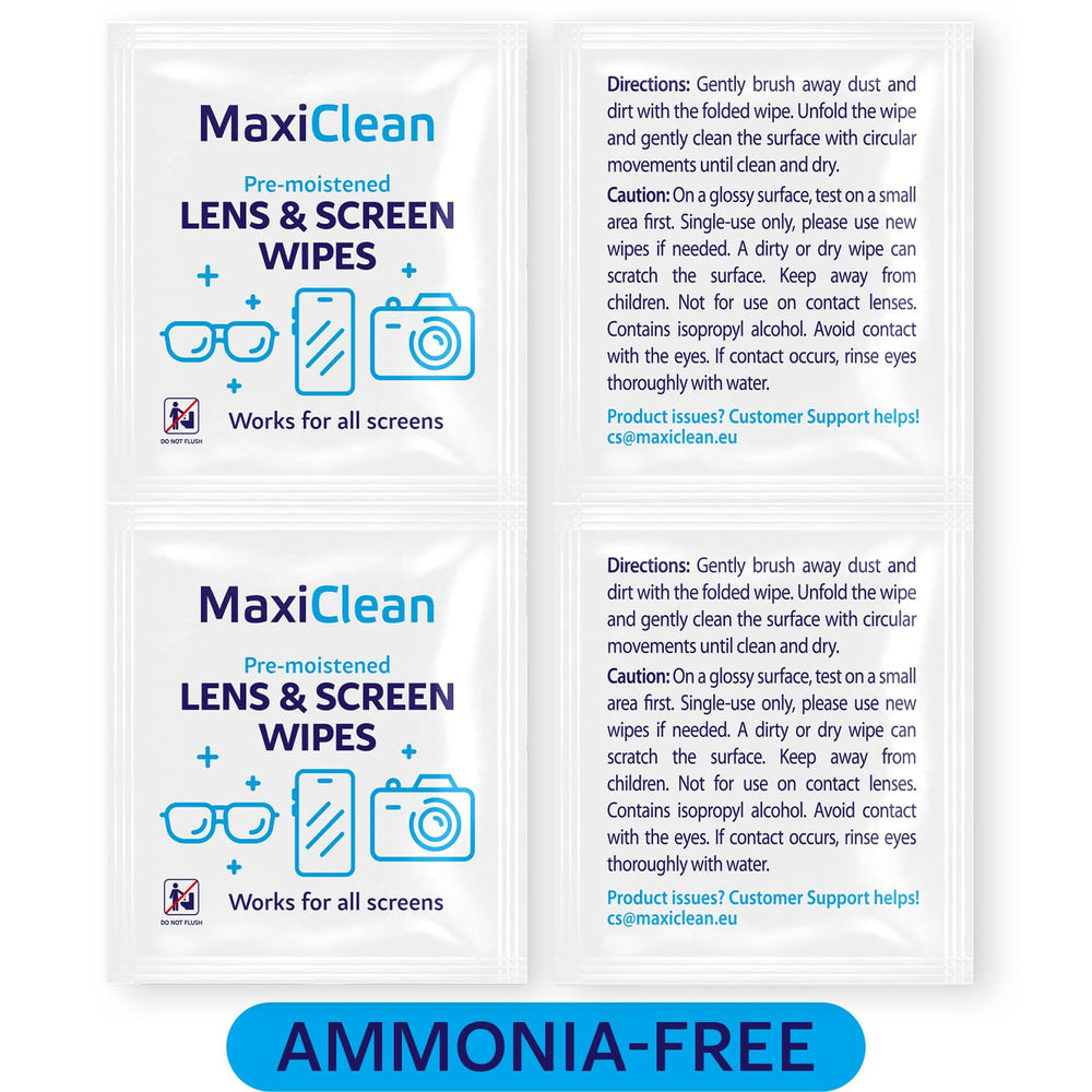 All-purpose lens cleaning wipes for electronics and eyewear