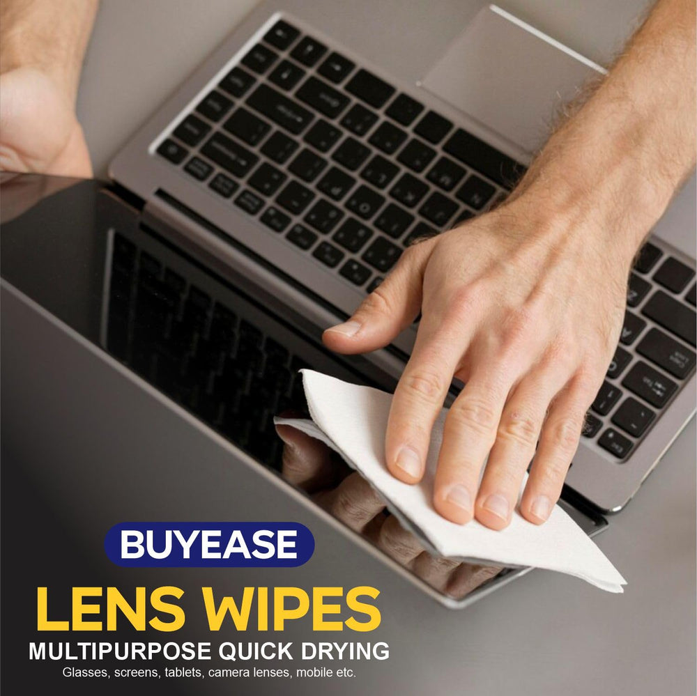 Cleaning wipes removing dust smudges fingerprints from lenses