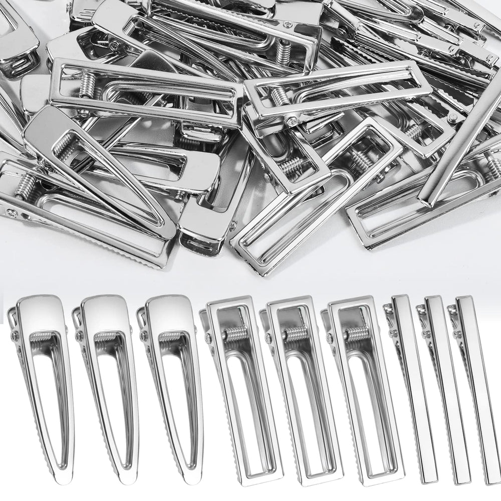 LEOBRO metal hair clips close-up showing sturdy alligator clasps and silver finish