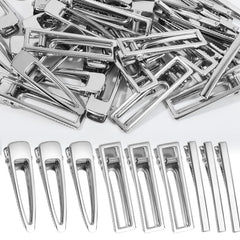 LEOBRO metal hair clips close-up showing sturdy alligator clasps and silver finish