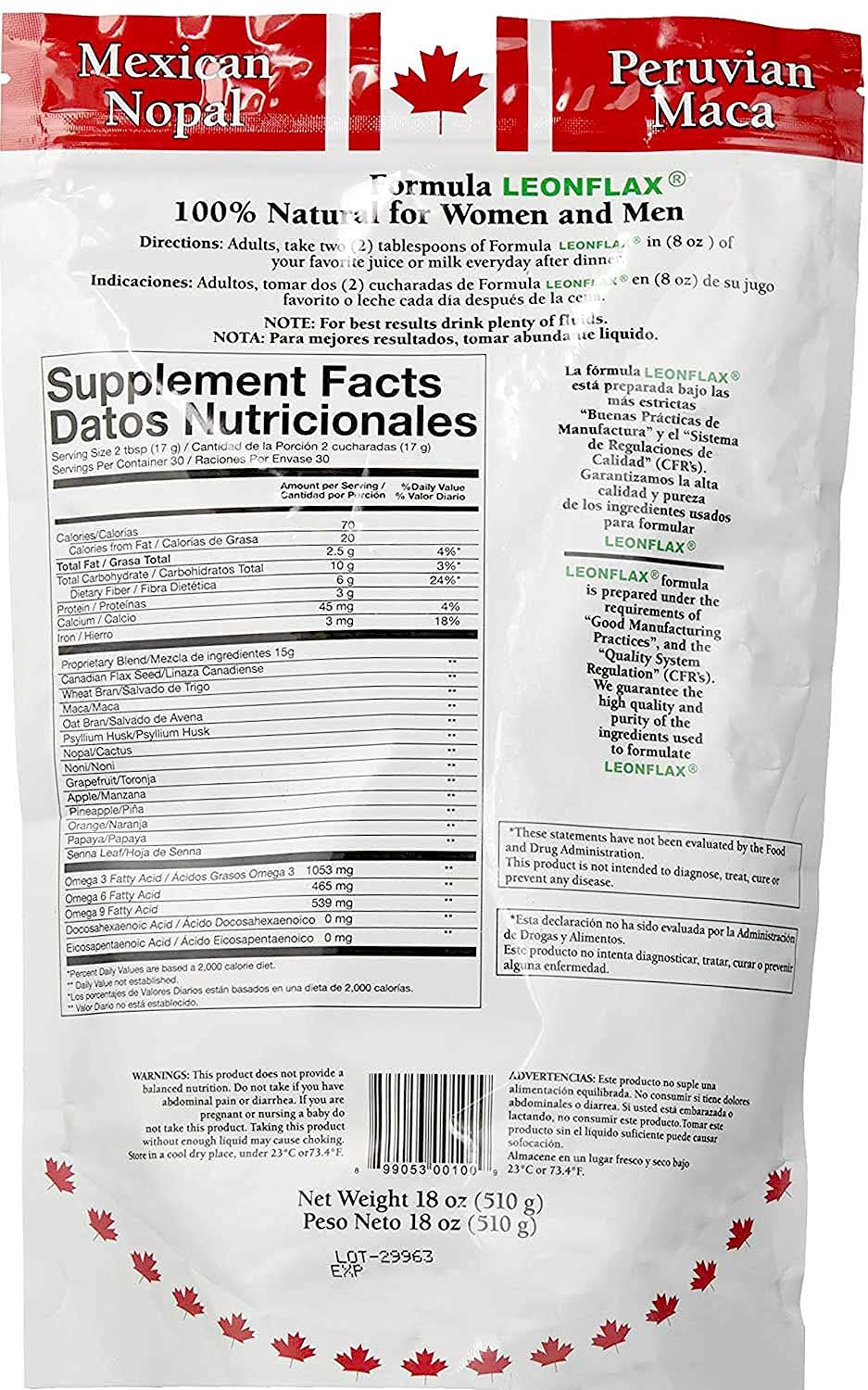 Close-up of Leonflax ingredients blend