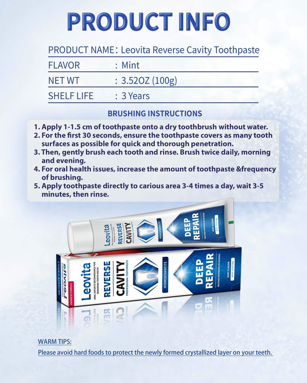 Leovita toothpaste packaging and branding shot