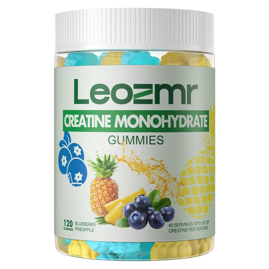 Leozmr Creatine Monohydrate Gummies bottle – Blueberry Pineapple flavor
