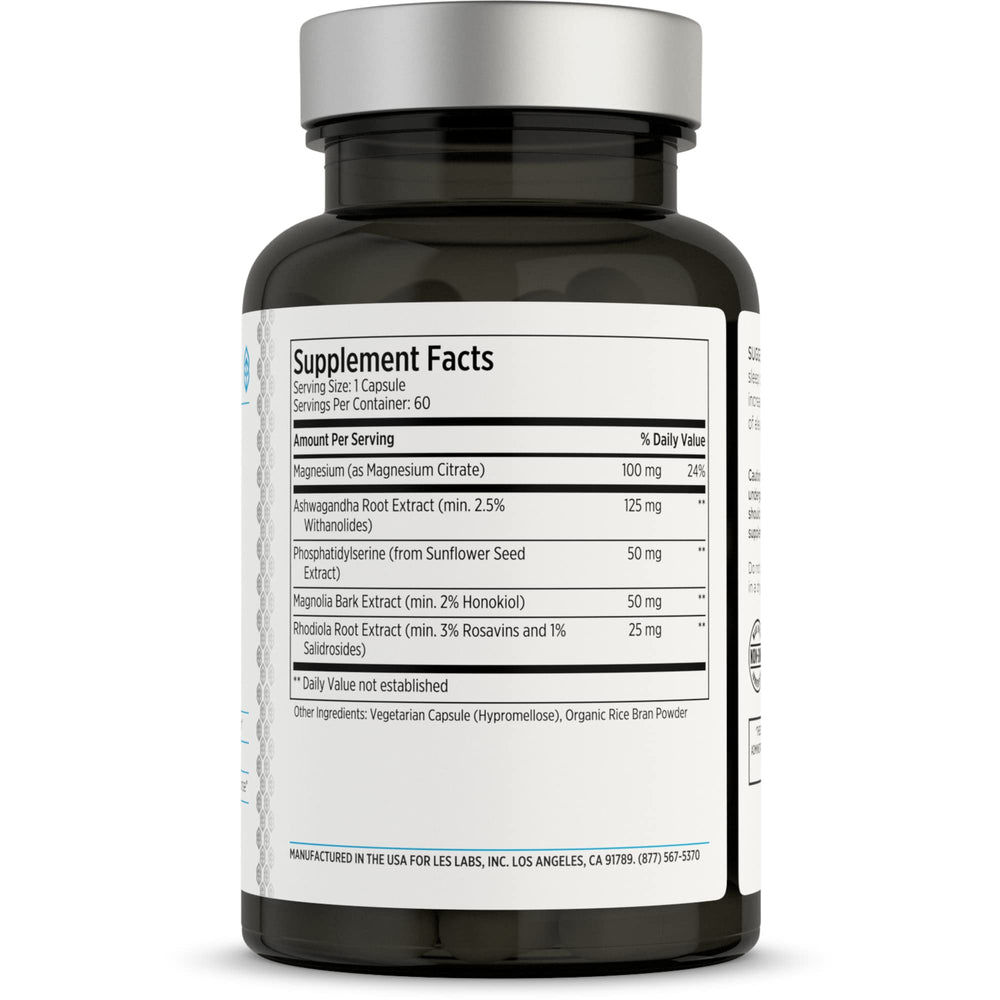 Cortisol Health capsules and bottle label close-up