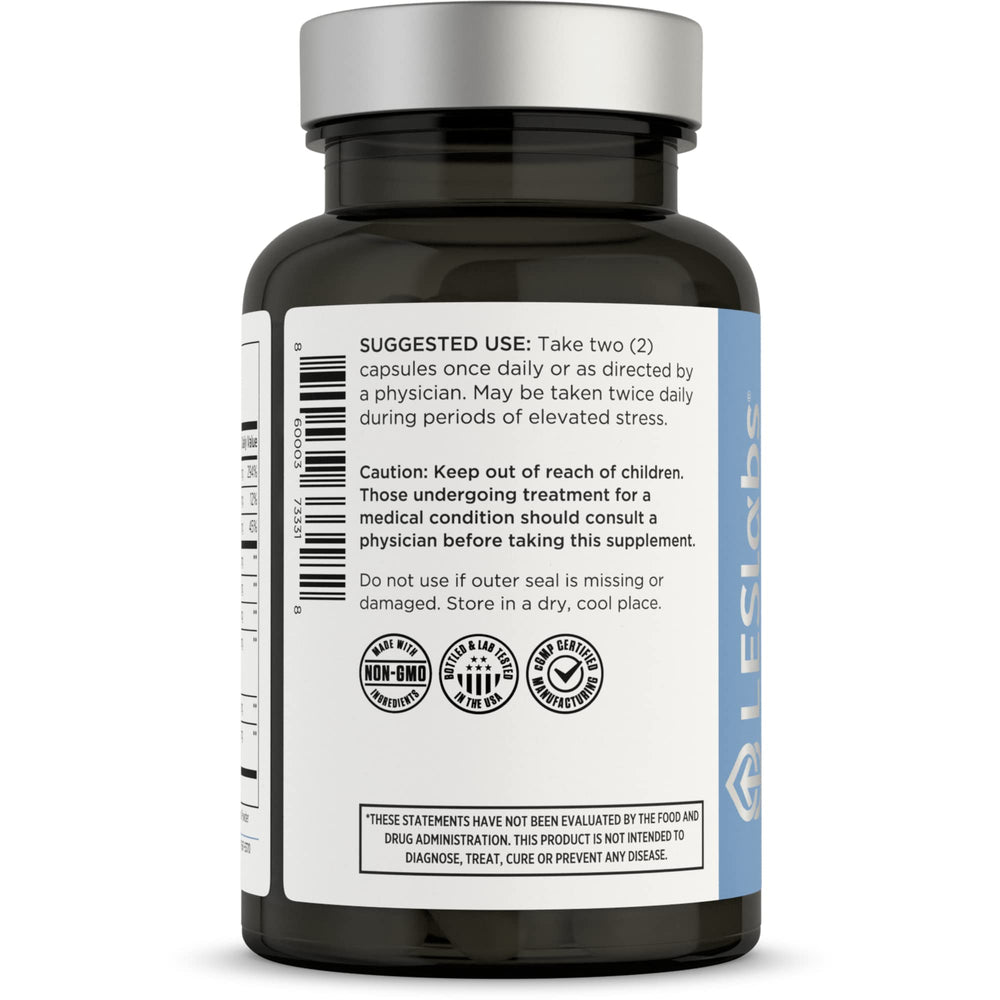 Graphic illustrating key ingredients: GABA, L-Theanine, Passionflower