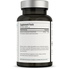 Close-up of LES Labs Magnesium Citrate bottle label