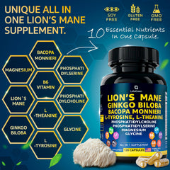 Close-up of LetaGreen Lion's Mane capsules in a vegan capsule