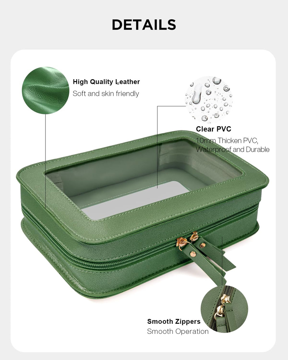 Clear travel bag doubles as a neat organizer for home use.