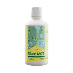 LevelUp C8 MCT oil bottle close-up highlighting pure caprylic acid for clean energy.