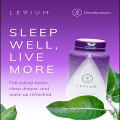 Graphic showing how Levium Sleep Formula supports sleep and relaxation