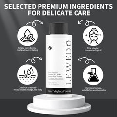 lew edo volumizing powder packaging and tube ideal for travel.