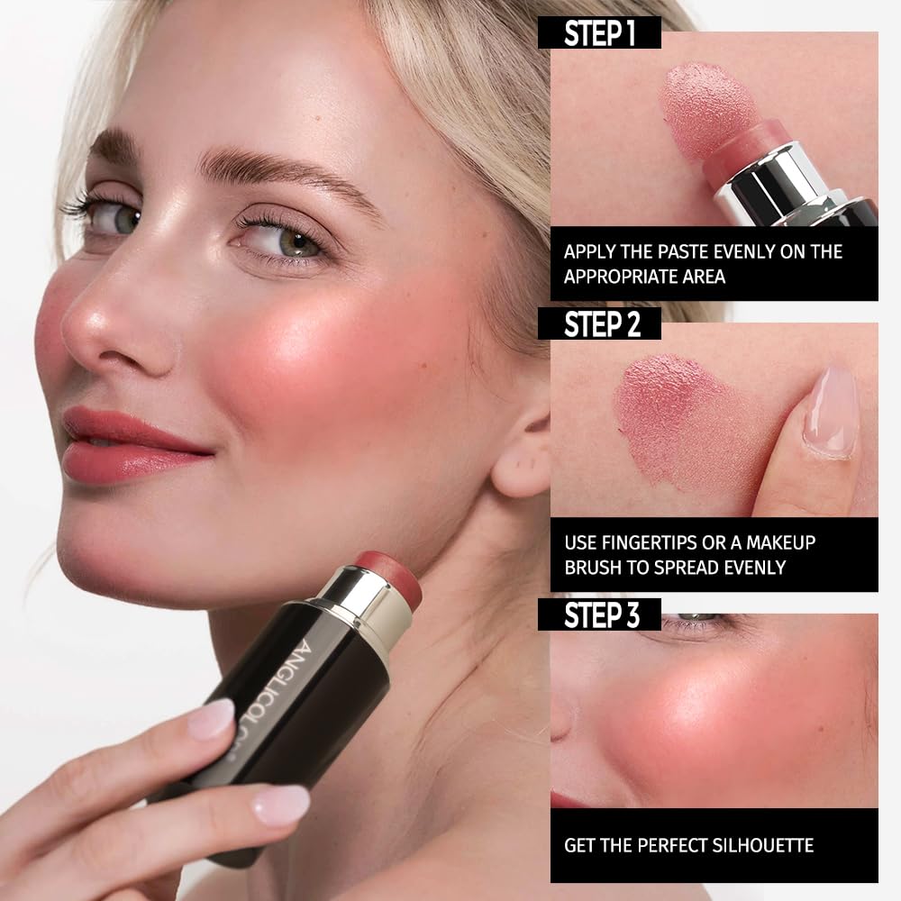 Lezero Cream Blush Stick texture close-up shows smooth, non-greasy finish.