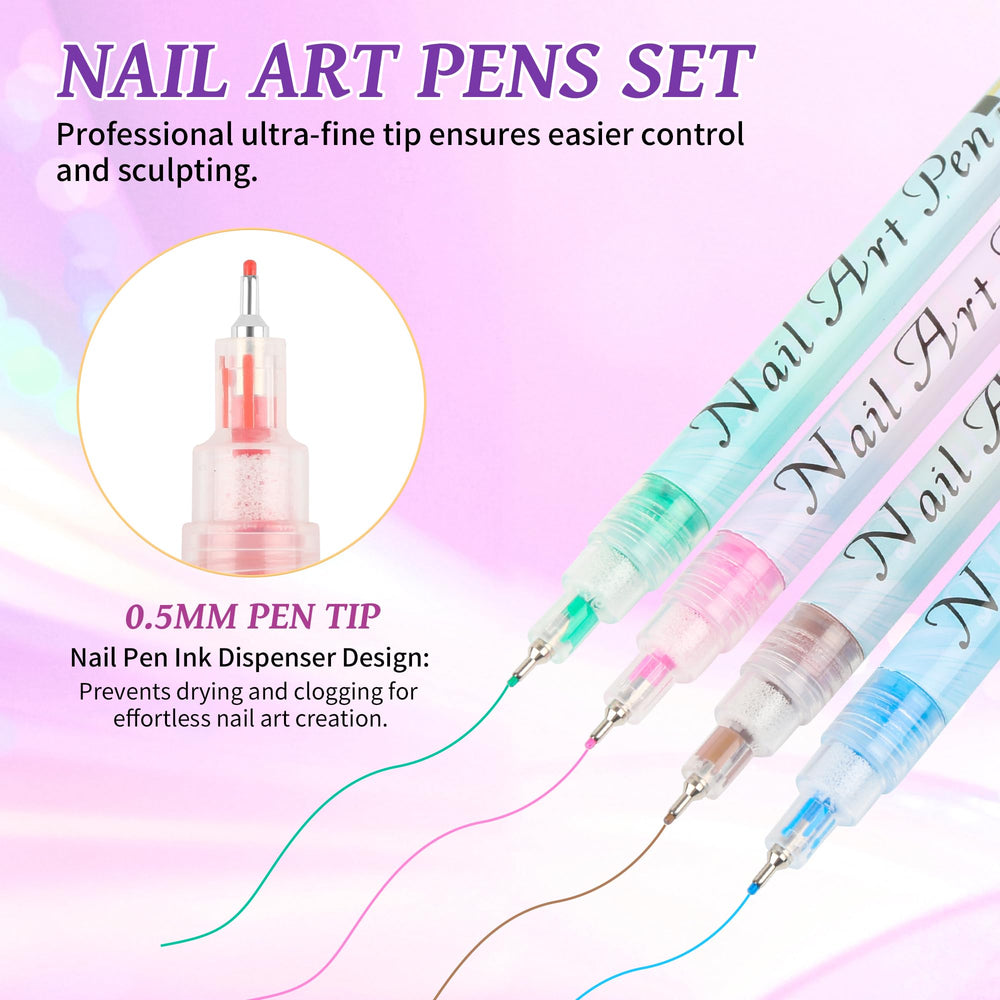 Lezero fine-tip 0.5mm nail marker enables precise lines and details.
