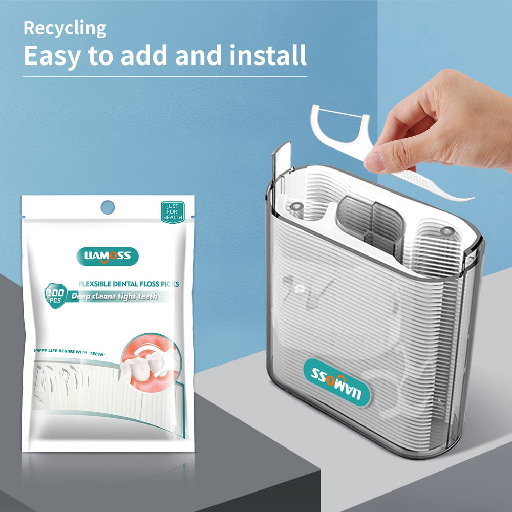 Refillable storage compartment for LIAMOSS floss picks