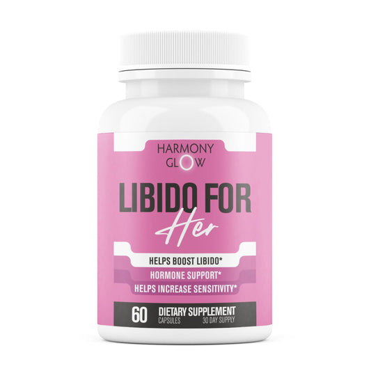 Libido for HER bottle and capsules on white background