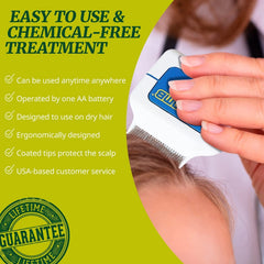 LiceGuard RobiComb AA-powered operation for portable lice treatment anywhere.