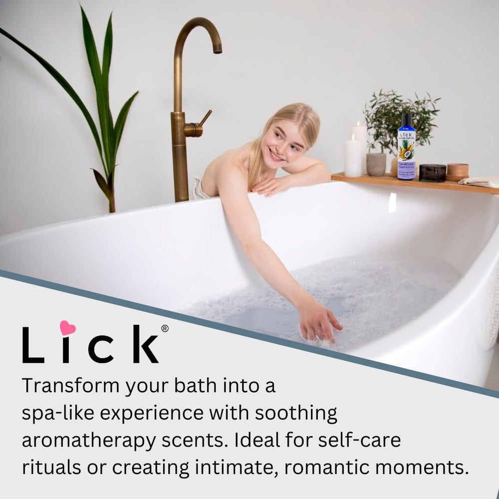 LICK Bath Oil gift packaging, suggesting a thoughtful bath-time gift