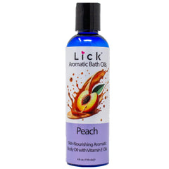 LICK Aromatic Bath Oil Peach bottle ready for a spa-like bath experience.