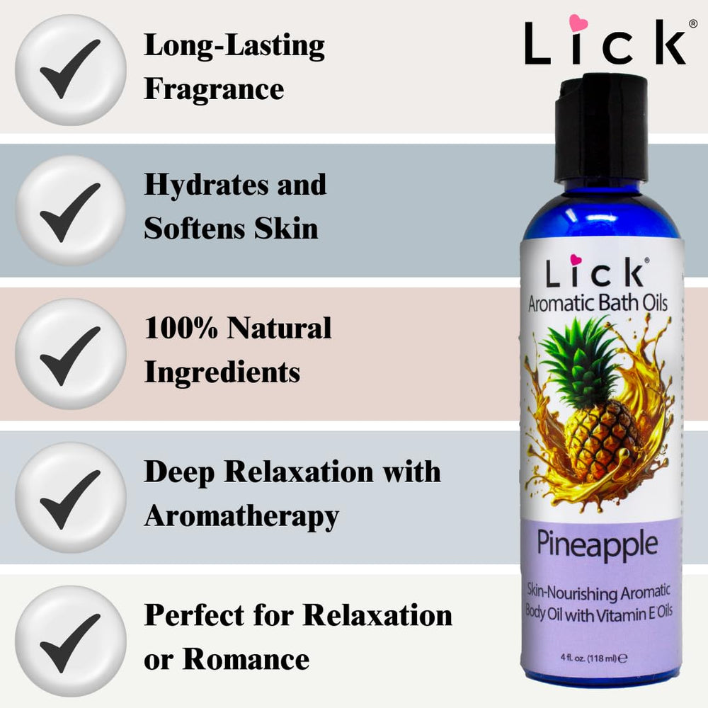 LICK Pineapple bath oil packaging—elegant gift option for self-care lovers