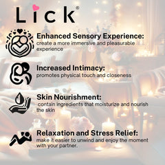 Close-up of chocolate coconut aroma notes for Lick Massage Oil