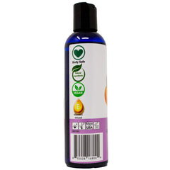 Close-up of flip-top cap on massage oil bottle