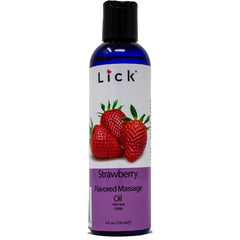 Bottle of Lick Strawberry Flavored Massage Oil 4 oz