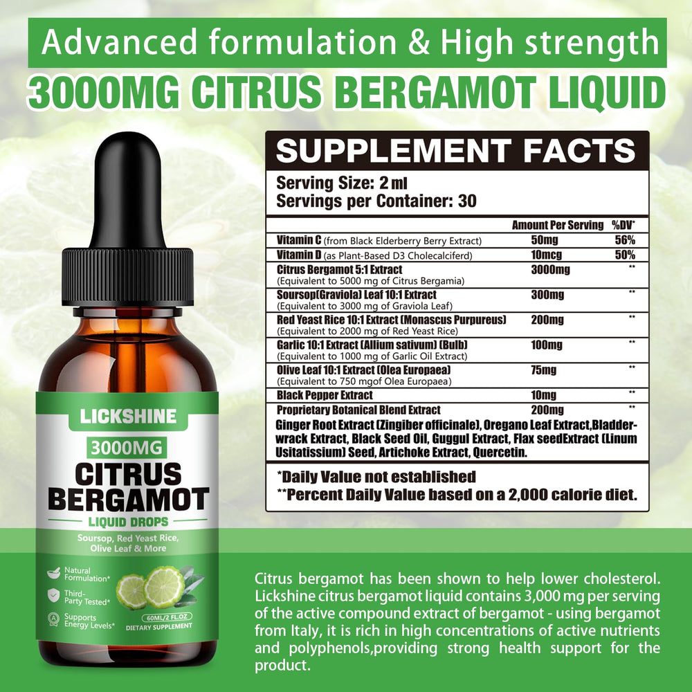 Lickshine Citrus Bergamot Liquid Drops 4oz side view packaging