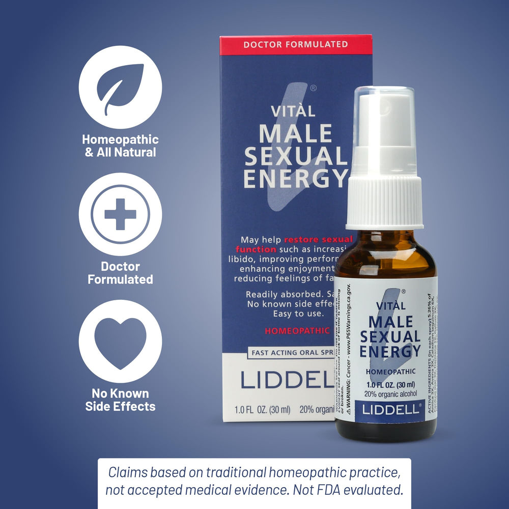 Ingredients panel for Liddell Vital Male Energy spray