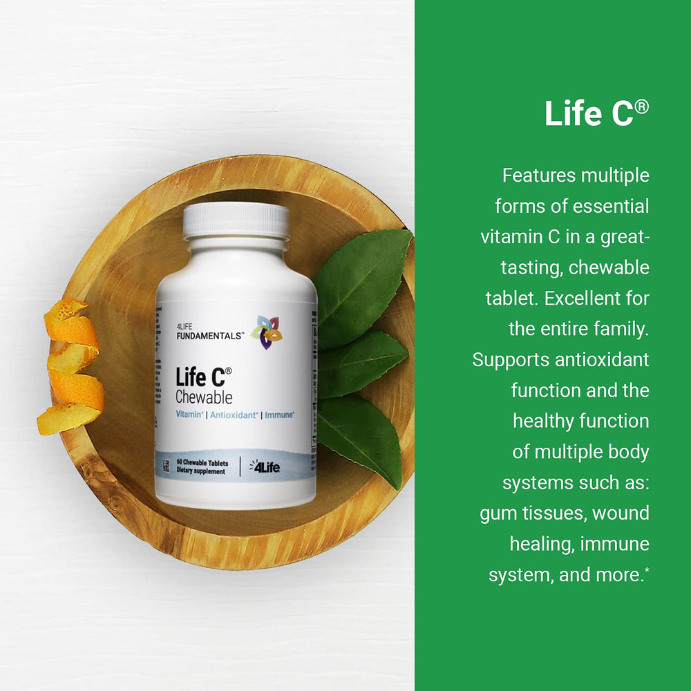 Opened Life C bottle with tablets visible