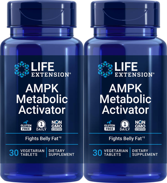 Life Extension AMPK Metabolic Activator 2-pack bottles – label close-up
