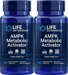 Life Extension AMPK Metabolic Activator 2-pack bottles – label close-up