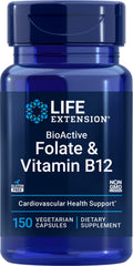 Life Extension BioActive Folate & Vitamin B12 150 Vegetarian Capsules bottle